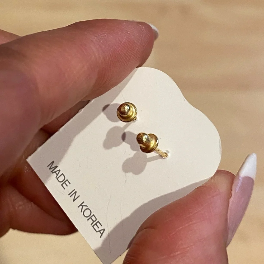 14k Gold Plated Horse CZ Baby Girls Stud Earrings